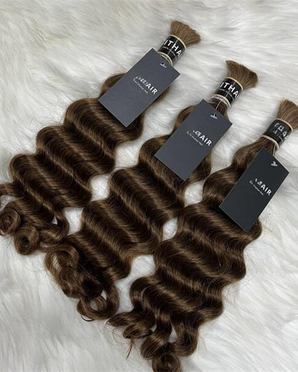 big deep wave  brown color 12A human hair bulk for braiding