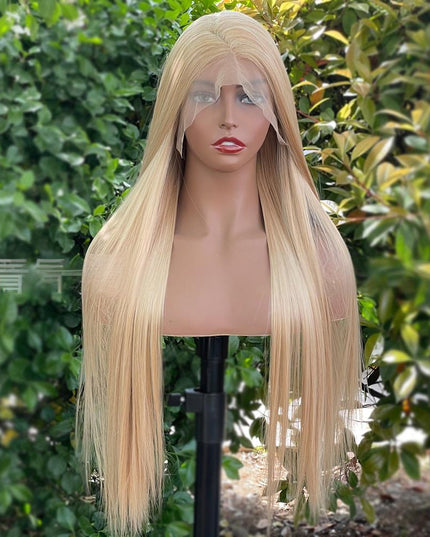 Synthetic lace frontal color wig straight---13*6---highlight blonde color