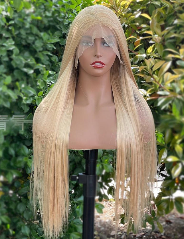 Synthetic lace frontal color wig straight---13*6---highlight blonde color