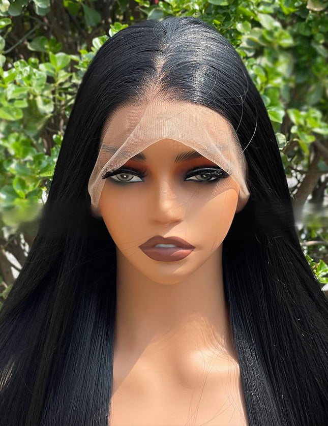Synthetic lace frontal color wig---13*6---natural black color