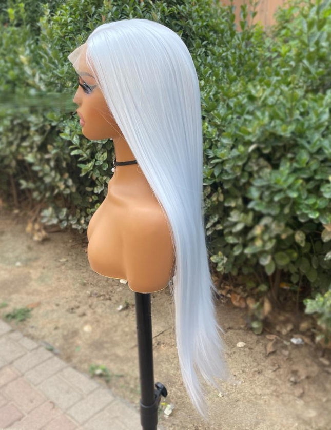 Synthetic lace frontal color wig straight---13*4---blue white color--pay 1 get 2
