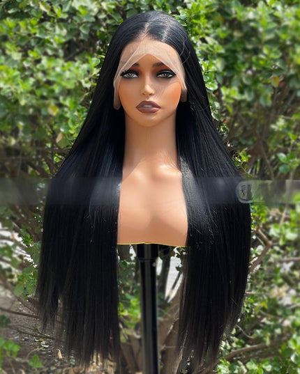 Synthetic lace frontal color wig---13*6---natural black color