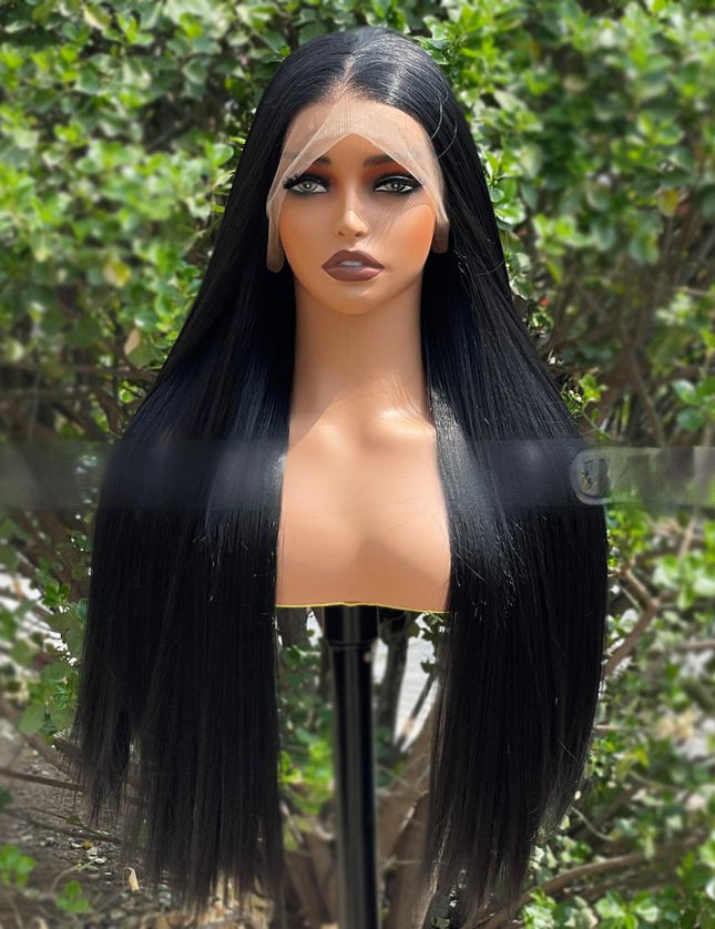 Synthetic lace frontal color wig---13*6---natural black color