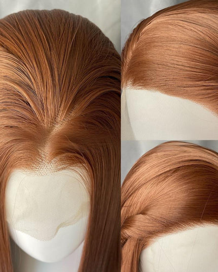 Synthetic lace frontal color wig straight---13*4---light brown color---pay 1 get 2