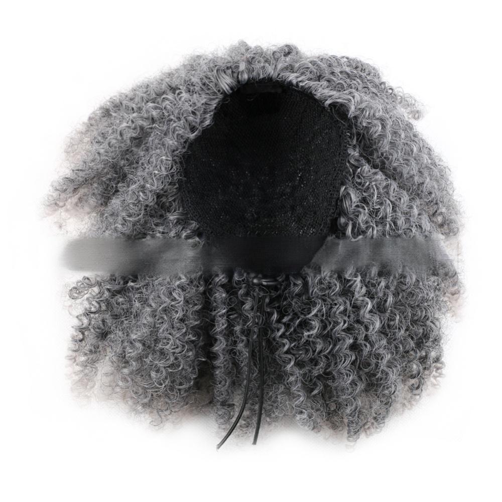 Afro curly ponytail drawstring synthetic 10 inch small curly hair