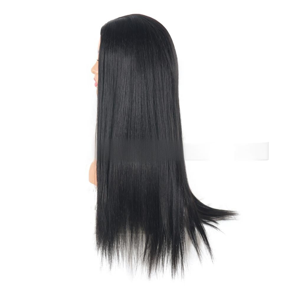Fiber Black Long Straight wig