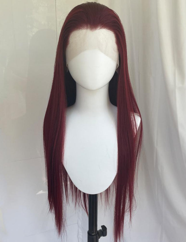 Synthetic lace frontal color wig---13*4---Raspberry Red color
