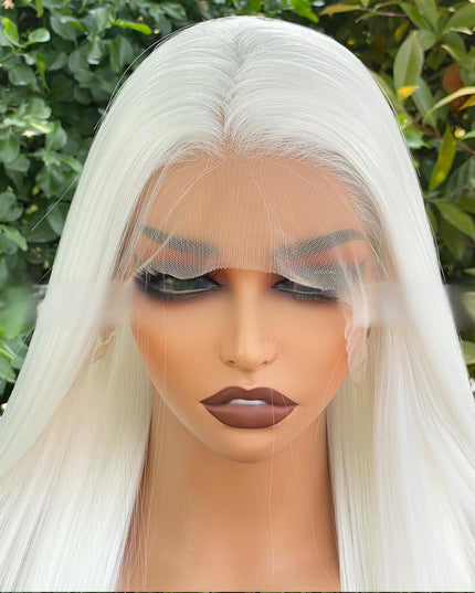 Fiber lace frontal color wig straight---13*4---White color---pay 1 get 2