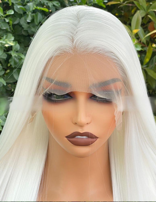 Fiber lace frontal color wig straight---13*4---White color---pay 1 get 2