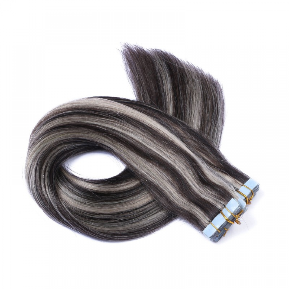 tape in hair extensions-Color P 1B/Grey