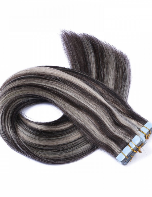 tape in hair extensions-Color P 1B/Grey