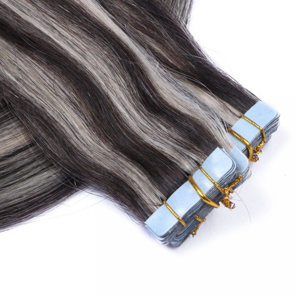 tape in hair extensions-Color P 1B/Grey