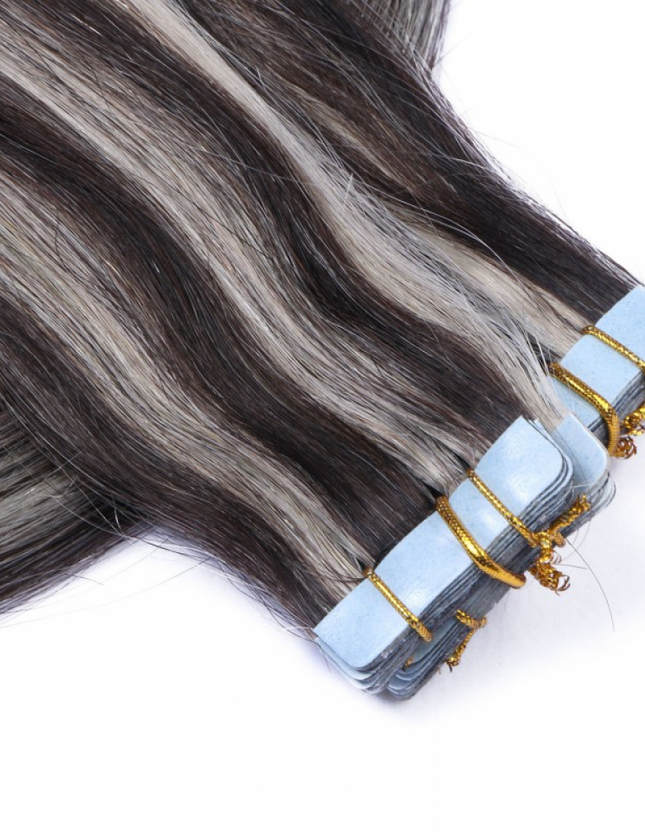 tape in hair extensions-Color P 1B/Grey