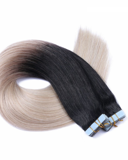 tape in hair extensions- Ombre Color 1B/Grey