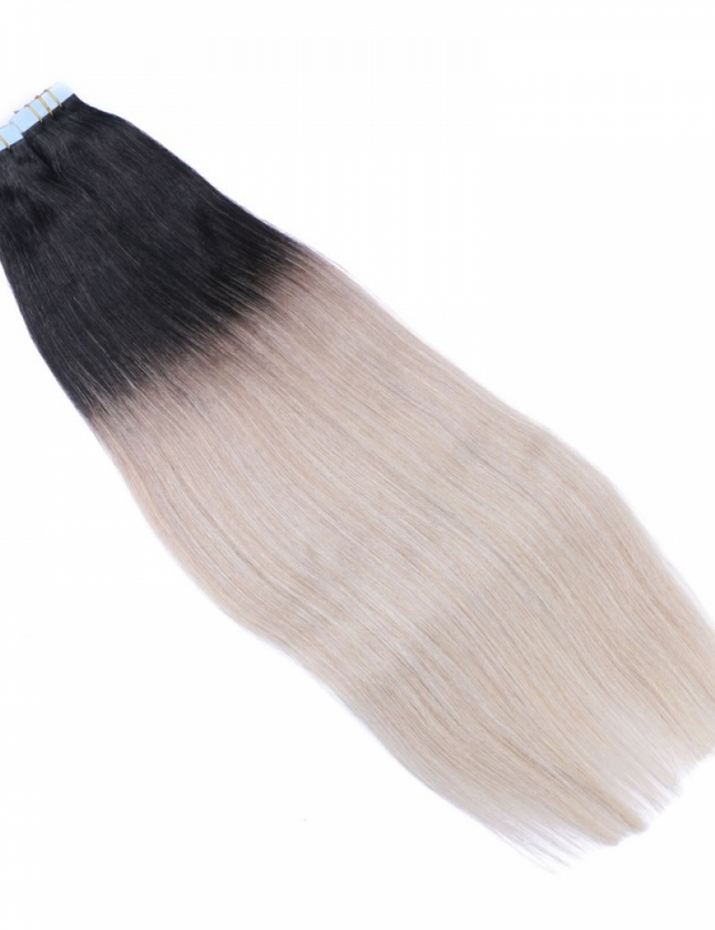 tape in hair extensions- Ombre Color 1B/Grey