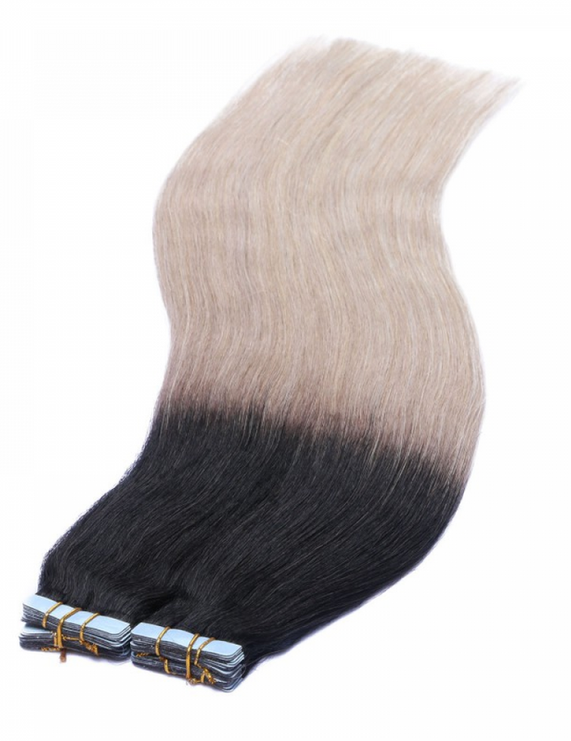 tape in hair extensions- Ombre Color 1B/Grey