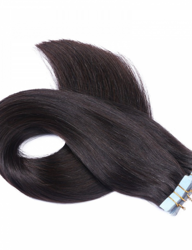 tape in hair extensions-Natural black color