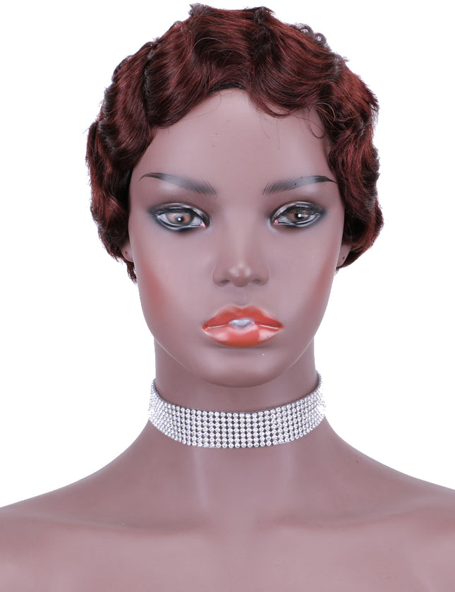 Machine made pixie cut wig---JK9012---#99---pay 1 get 2