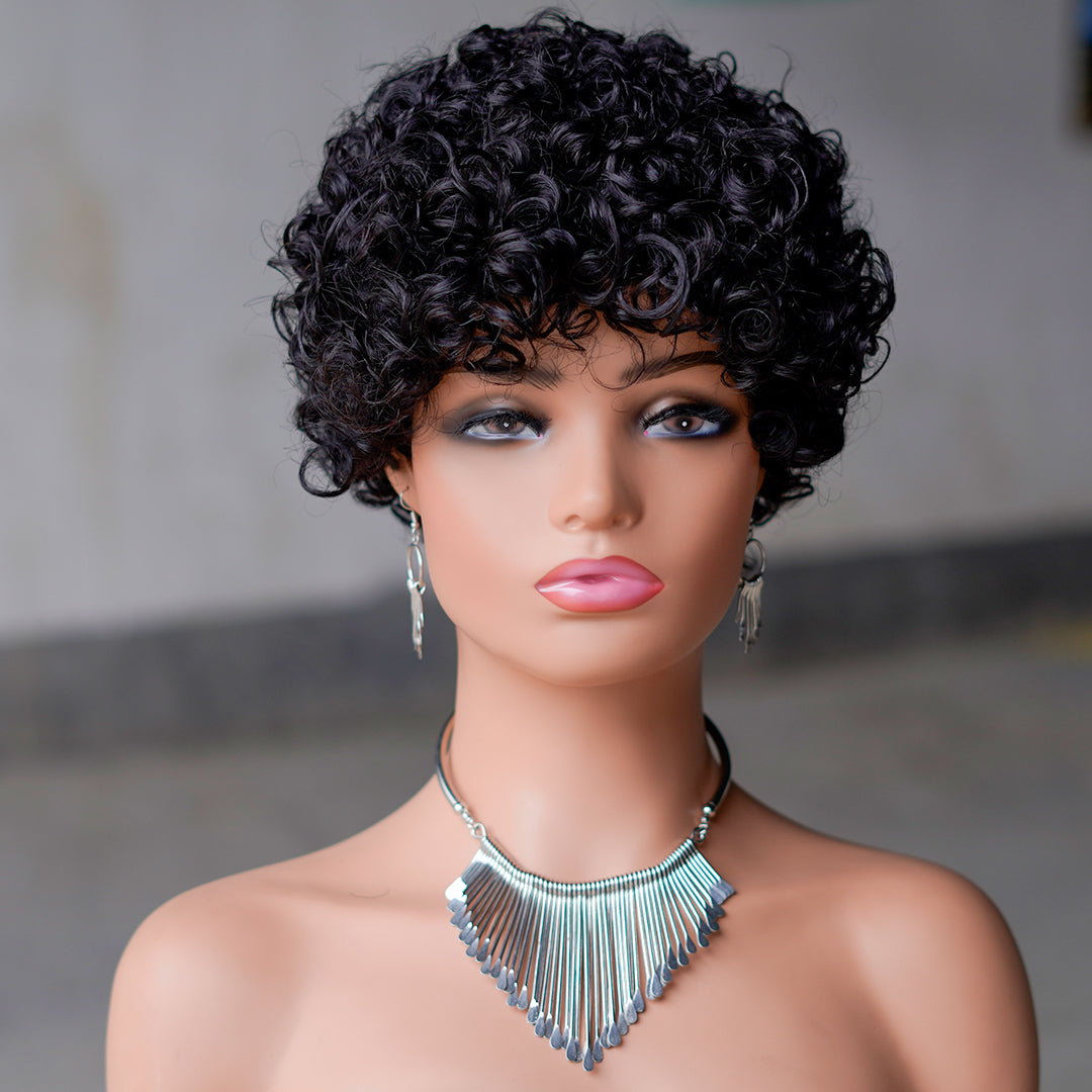 Machine made pixie cut wig---9042-#1B---RMB 77