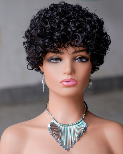 Machine made pixie cut wig---9042-#1B-pay 1 get 2