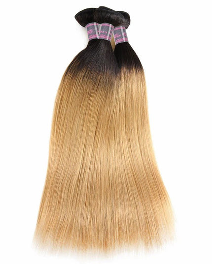 Ombre #1B/27 straight Virgin human hair bundles 1pc