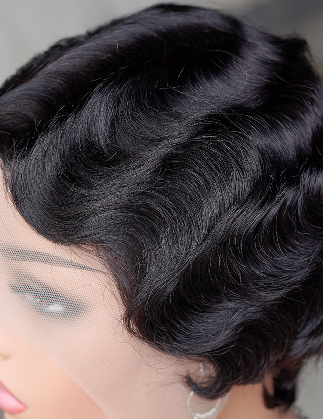 Pixie Cut Wig 13*4*1 lace part ---JK9012T-1B#