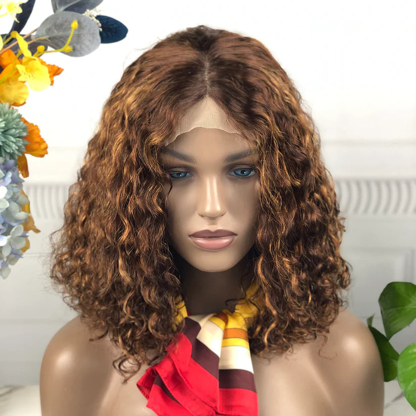 Color #430  water wave  Bob wig 4*4, 5*5 lace closure wig 100% Virgin Human Hair Wig