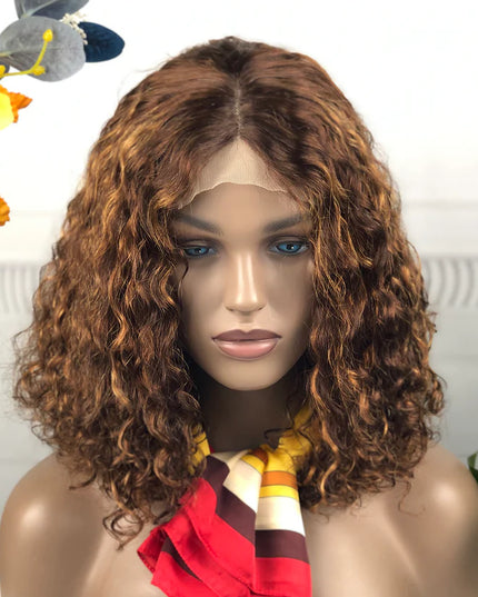 Water wave #4/30 color 4x4，5x5 Lace closure 100% Virgin Human Hair Wig 15A