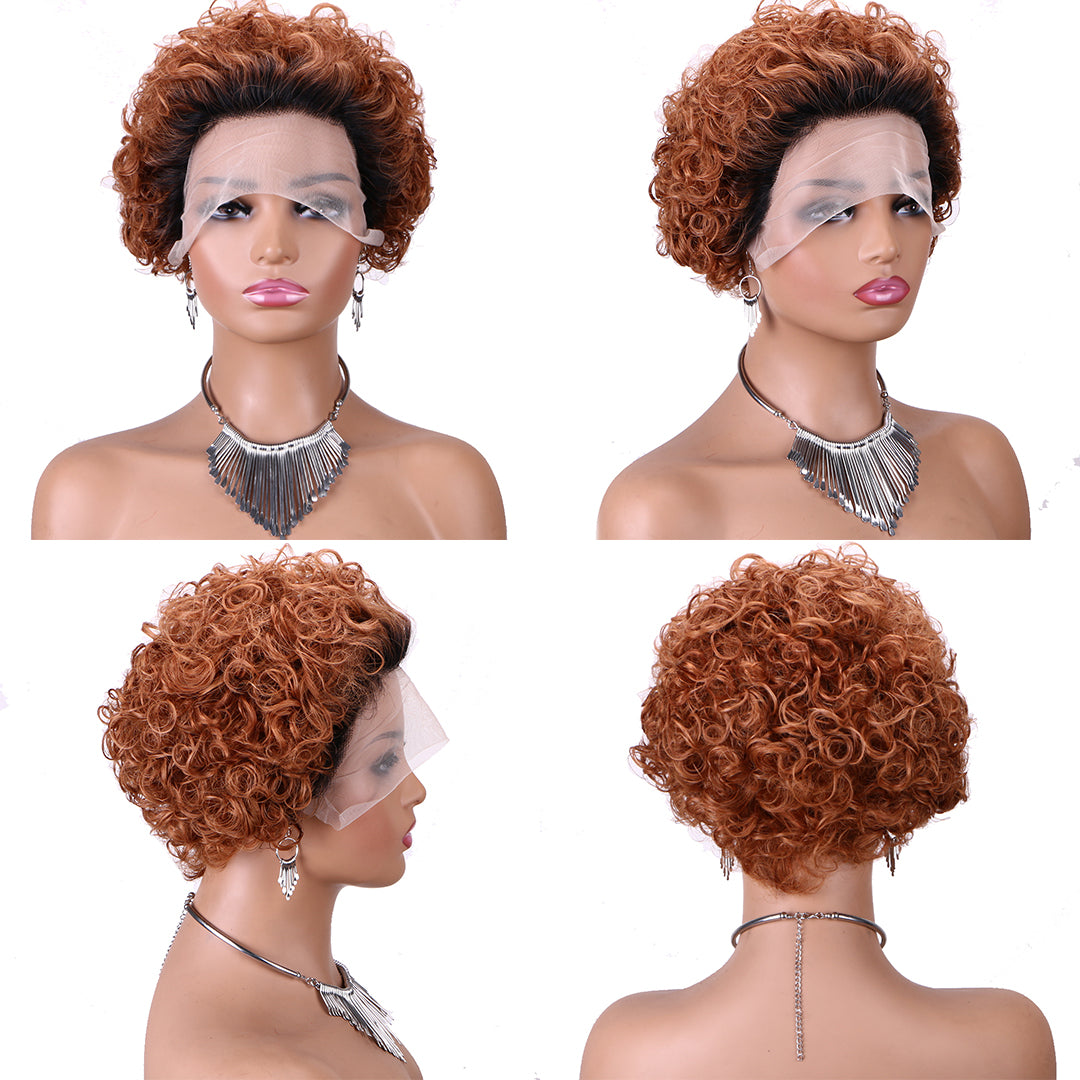 Pixie Cut Wig 13*1 lace part ---JK2016---T1B/30#---RMB 99