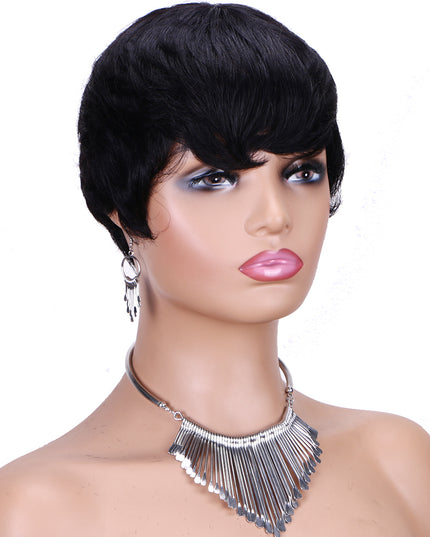 Machine made pixie cut wig--JK9047---#1B----pay 1 get 2