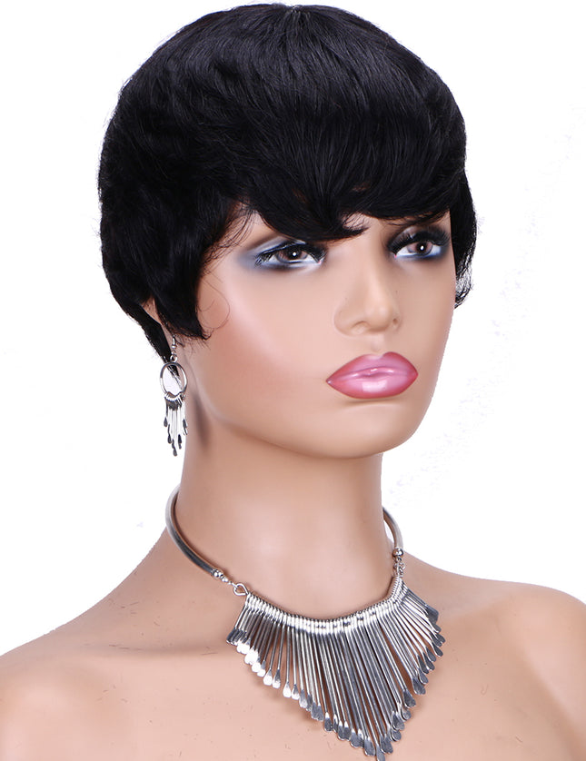 Machine made pixie cut wig--JK9047---#1B----pay 1 get 2