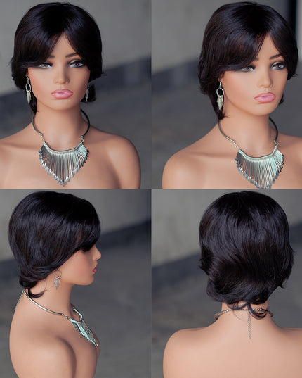 Machine made pixie cut wig---#1B ---JKF661---pay 1 get 2