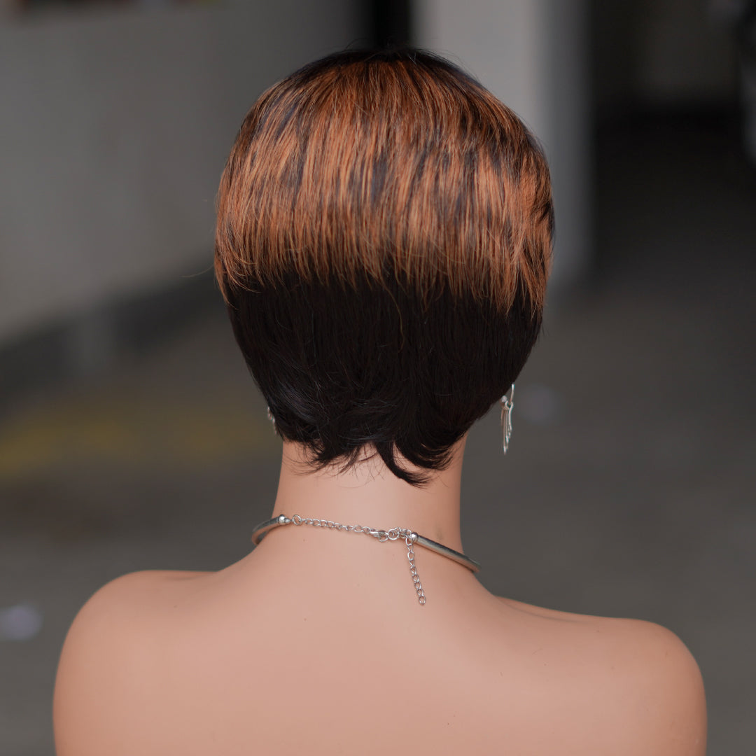 Machine made pixie cut wig---JK9069-#1B/30---RMB 45---65g