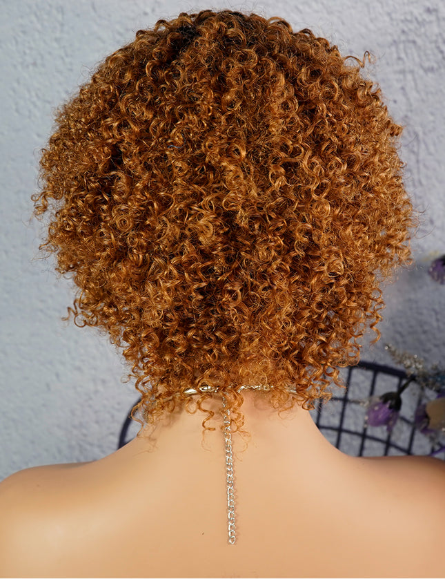 Machine made pixie cut wig---JK9037---#T1B/30