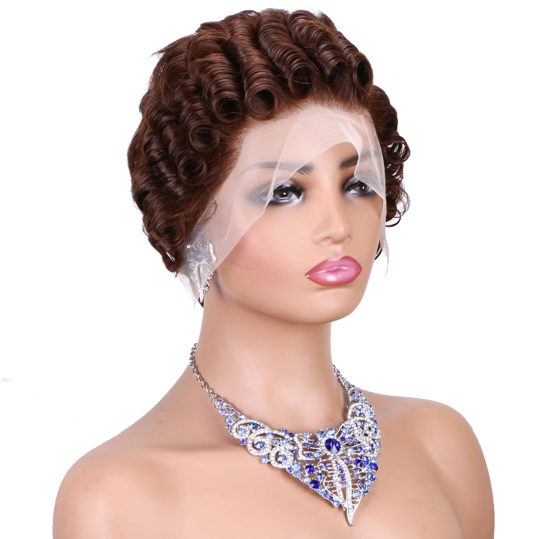 Pixie Cut Wig 13x4 lace Frontal ombre #4---JK804--RMB 160