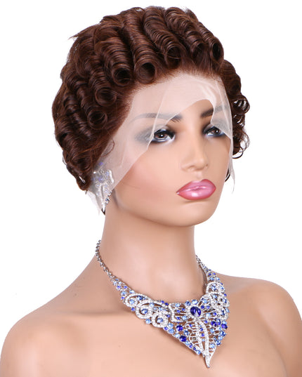 Pixie Cut Wig 13x4 lace Frontal ombre #4---JK06