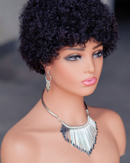 Machine made pixie cut wig---JK9032---#1B ---pay 1 get 2