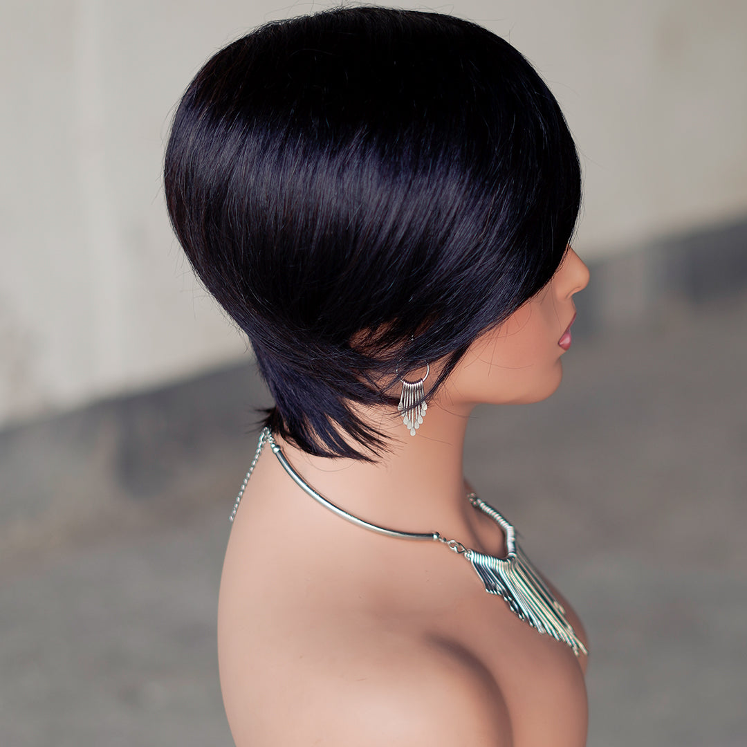 Machine made pixie cut wig---JK9188---#1B---RMB 64