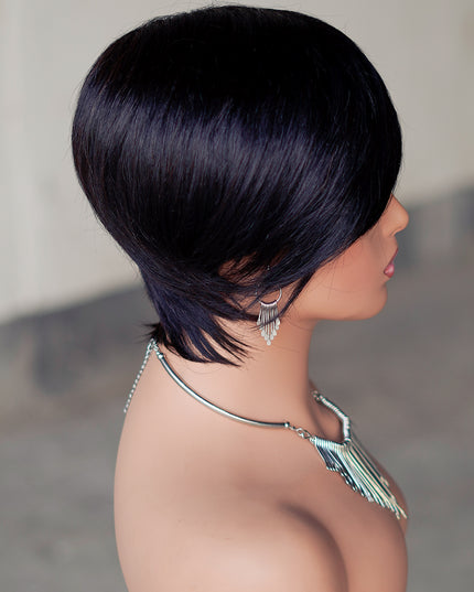 Machine made pixie cut wig---JK9188---#1B-pay 1 get 2