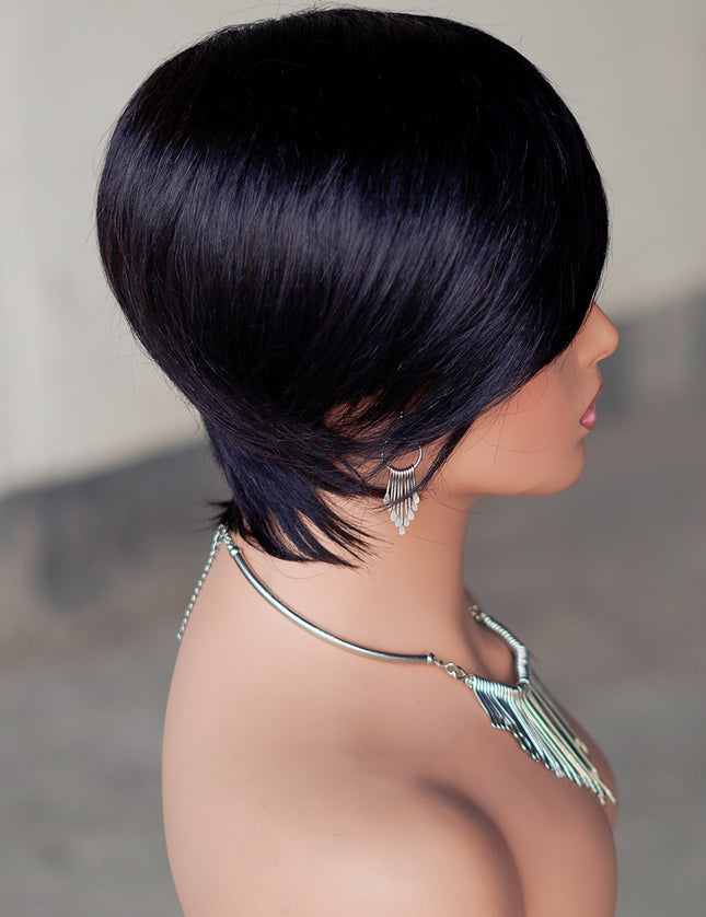 Machine made pixie cut wig---JK9188---#1B-pay 1 get 2