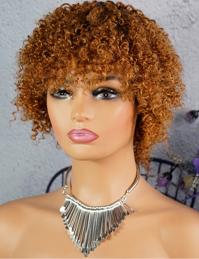 Machine made pixie cut wig---JK9037---#T1B/30