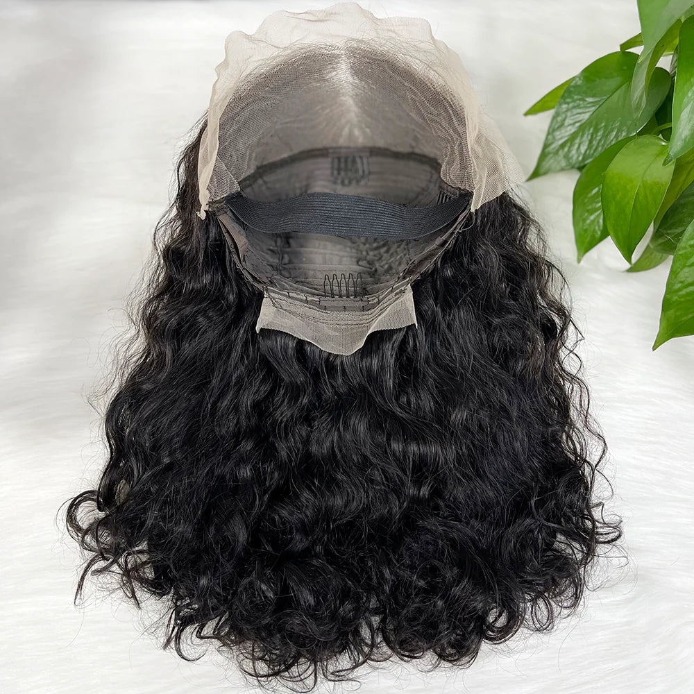 Pissy curl, natural black 13x4 Lace Frontal 100% Virgin Human Hair Transparent  LACE Wig 180% density