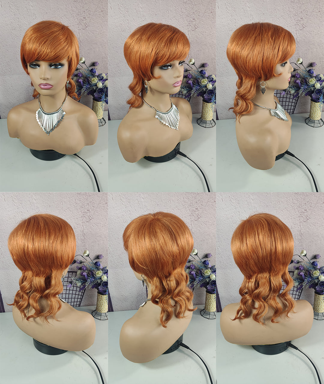 Machine made pixie cut wig--CX019-#350---RMB 83