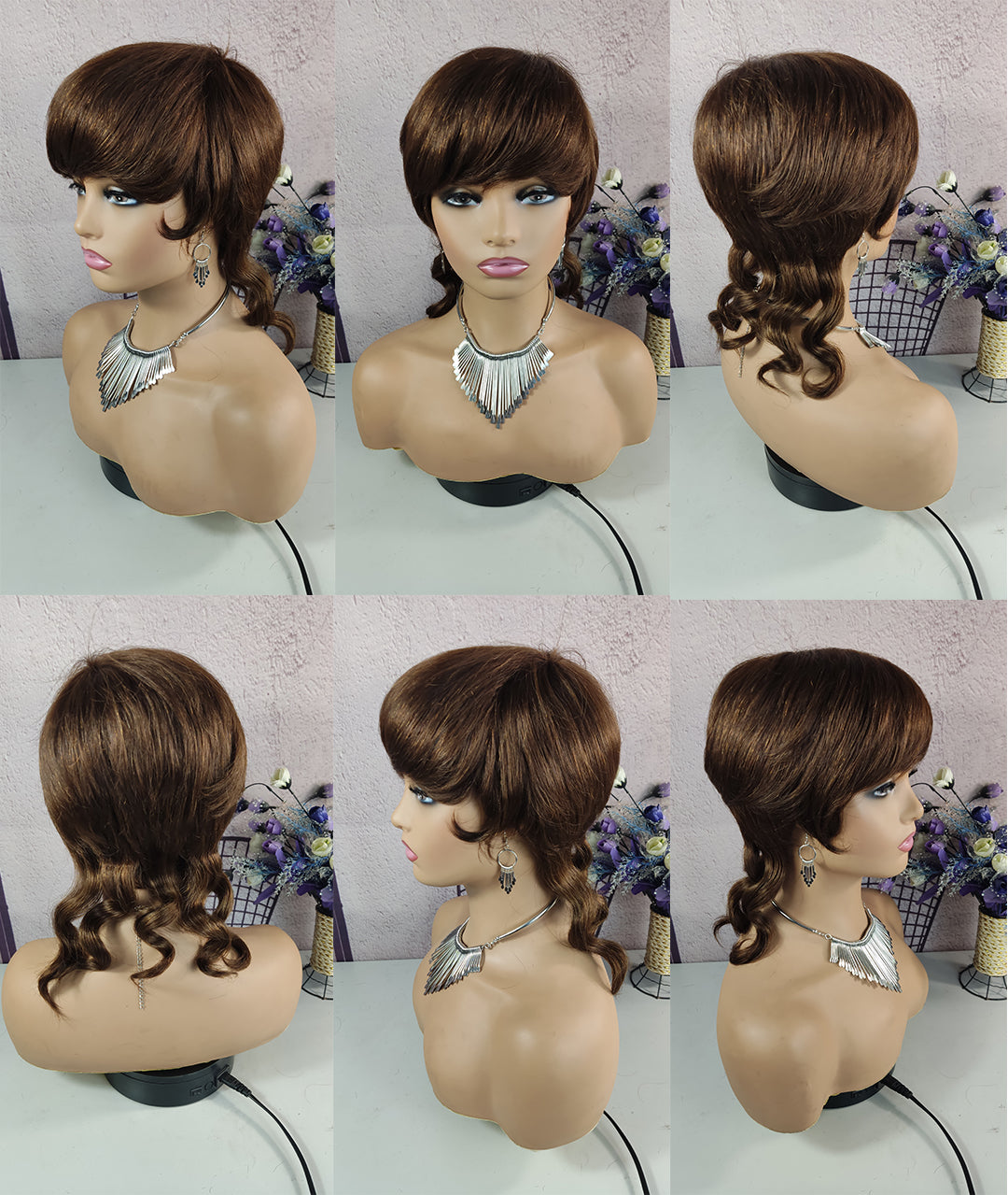 Machine made pixie cut wig----JKCX019-#4---RMB 83