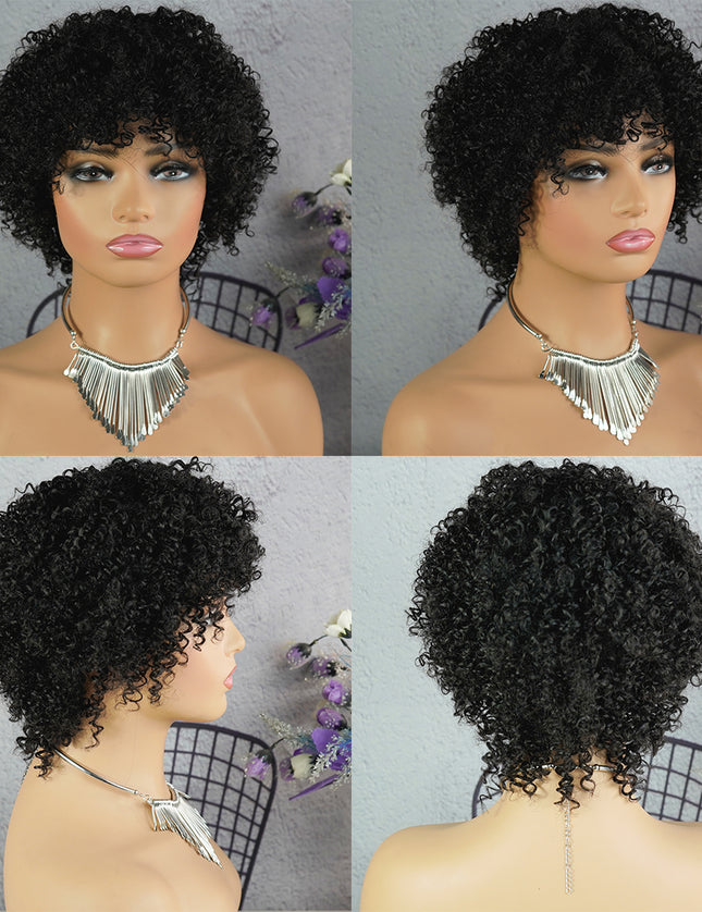 Machine made pixie cut wig---JK9037-#1B