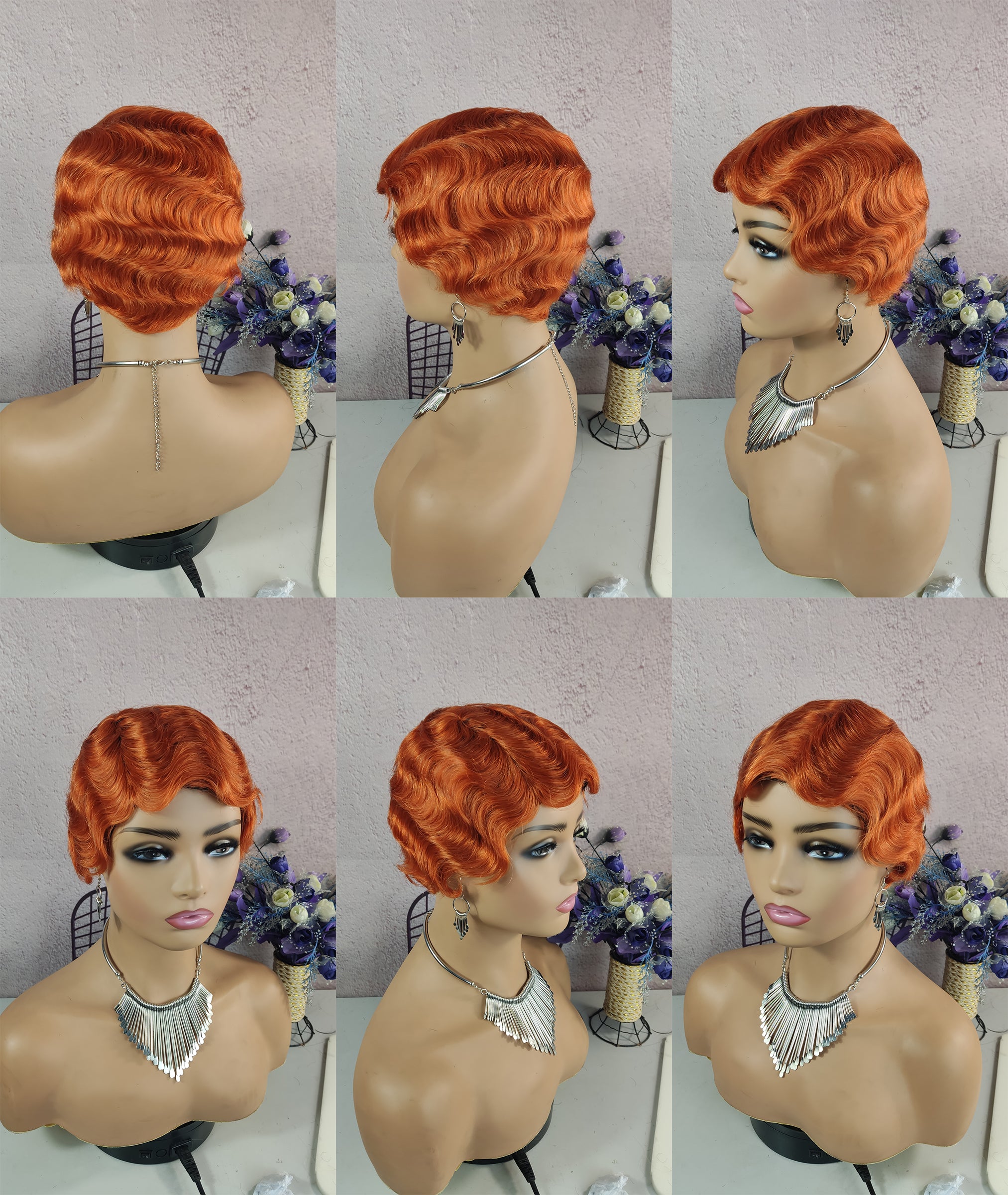 Machine made pixie cut wig---JK9012---#350---RMB 45