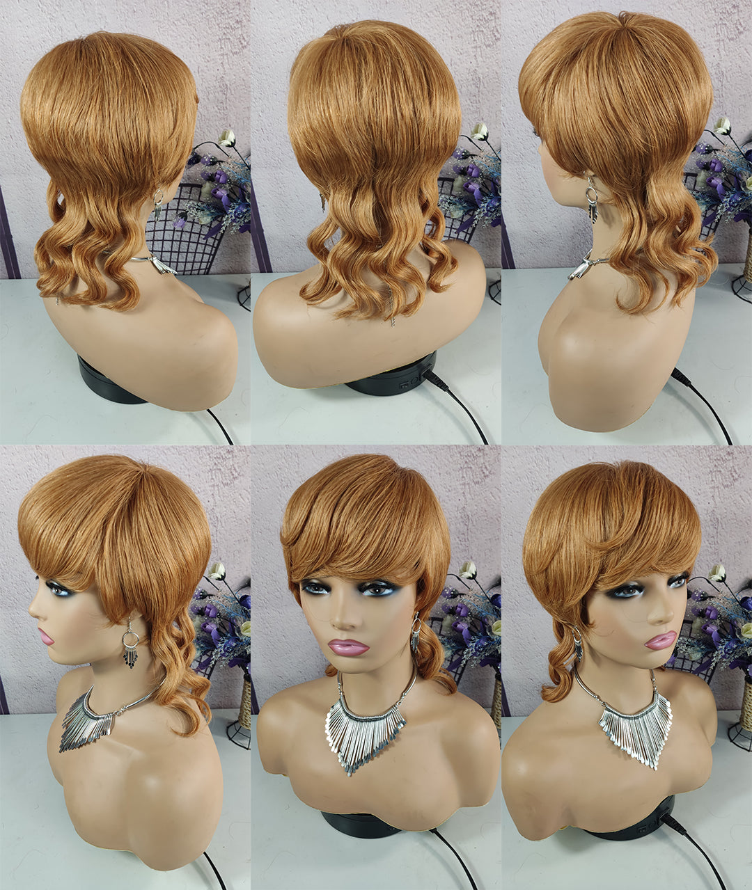 Machine made pixie cut wig---JKCX019-#30 Color---RMB 83