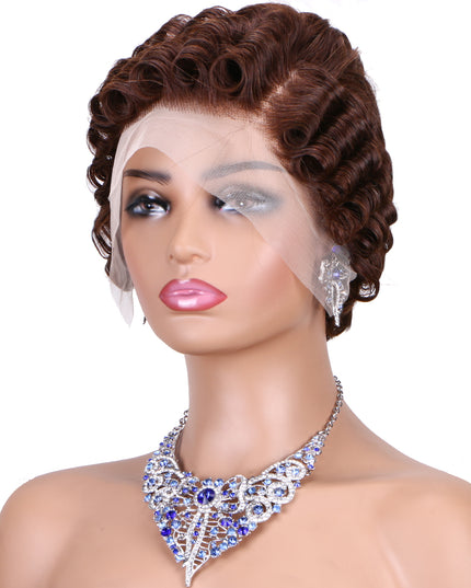 Pixie Cut Wig 13x4 lace Frontal ombre #4---JK06