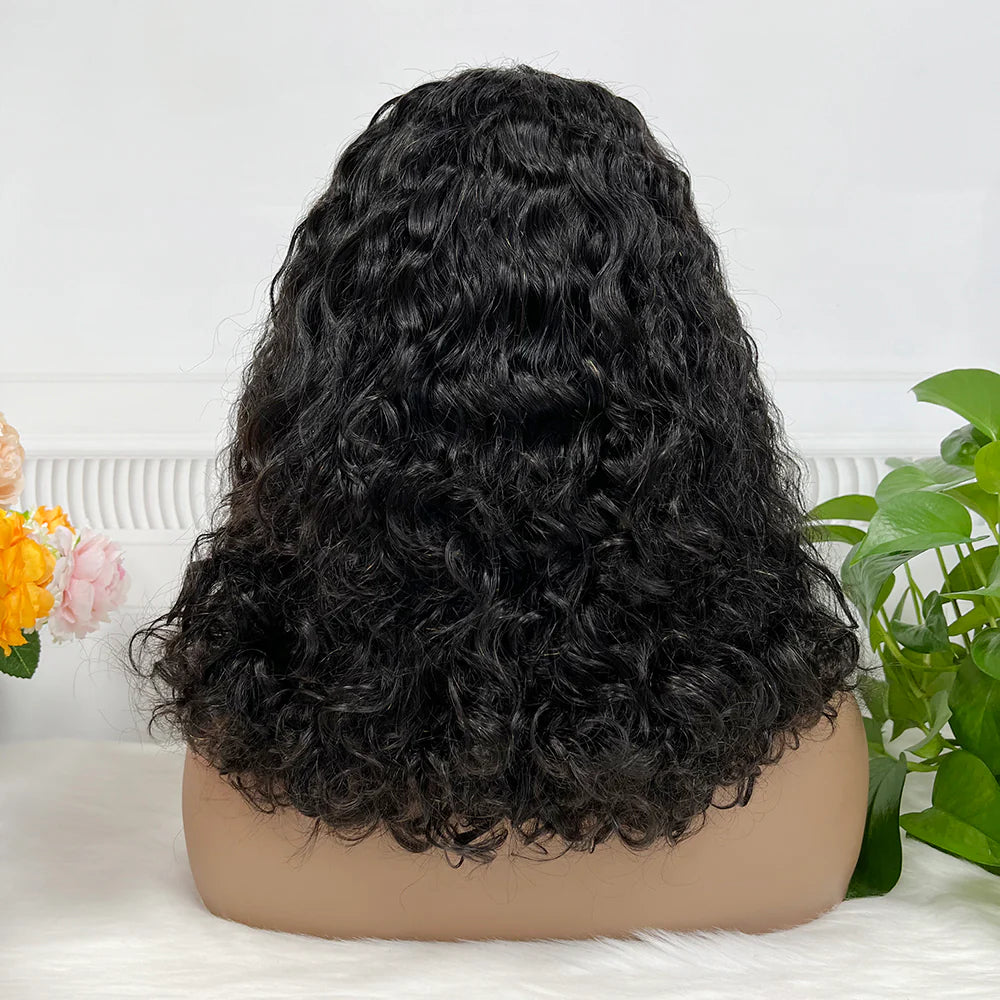 Pissy curl, natural black 13x4 Lace Frontal 100% Virgin Human Hair Transparent  LACE Wig 180% density