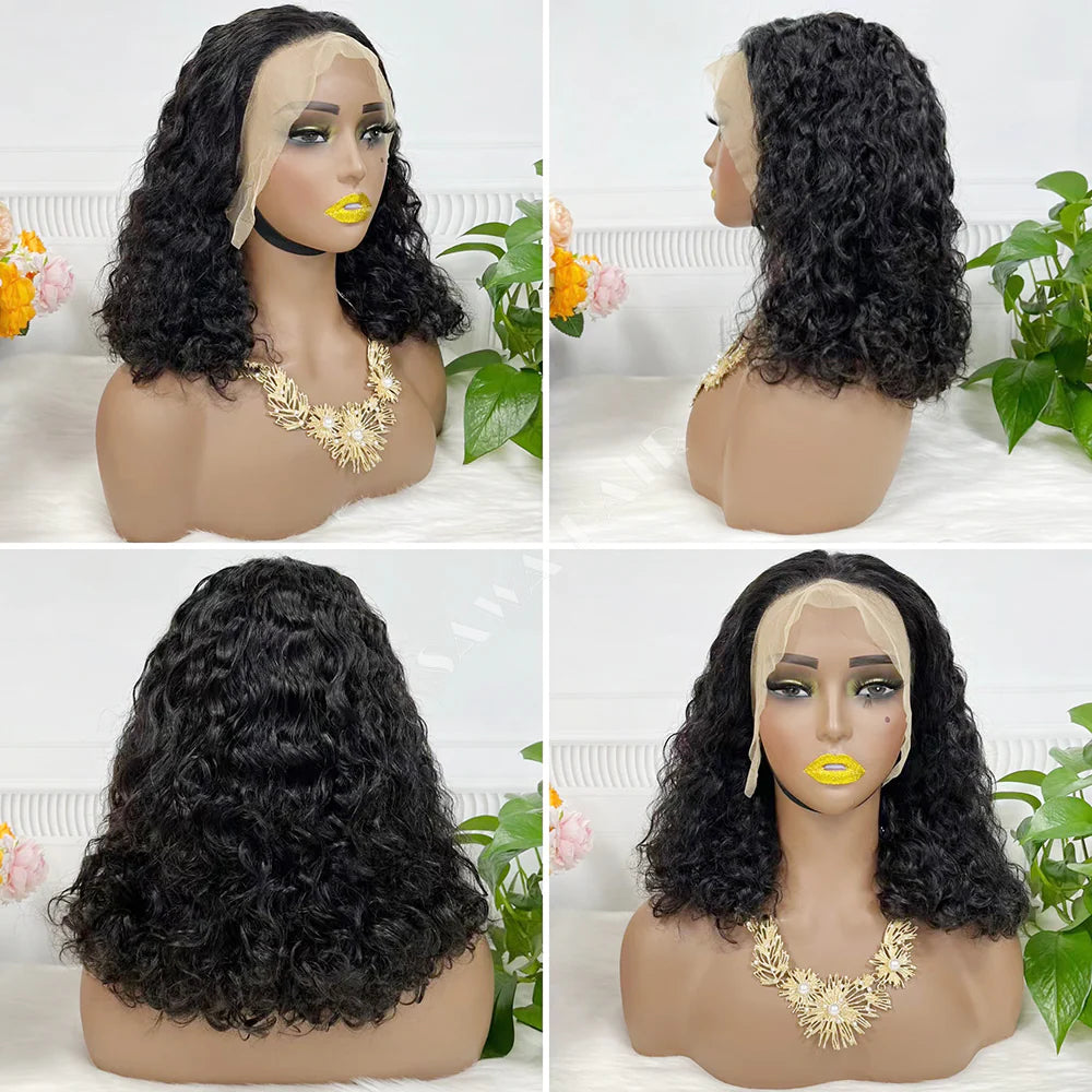 Pissy curl, natural black 13x4 Lace Frontal 100% Virgin Human Hair Transparent  LACE Wig 180% density